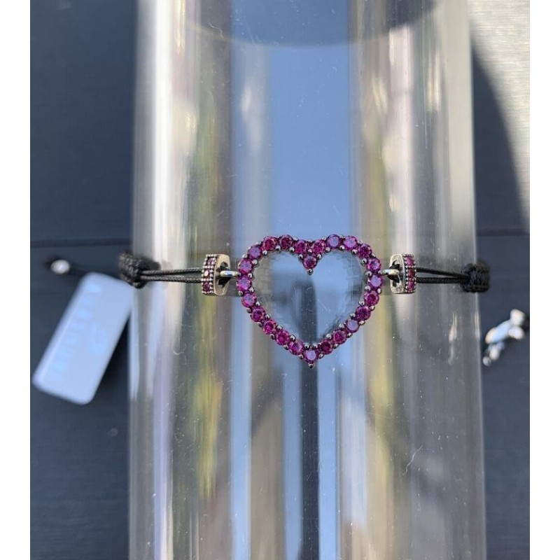 Bracciale Cuore Prugna Filo Macramè Nero Kurshuni - GrelaParfum 1