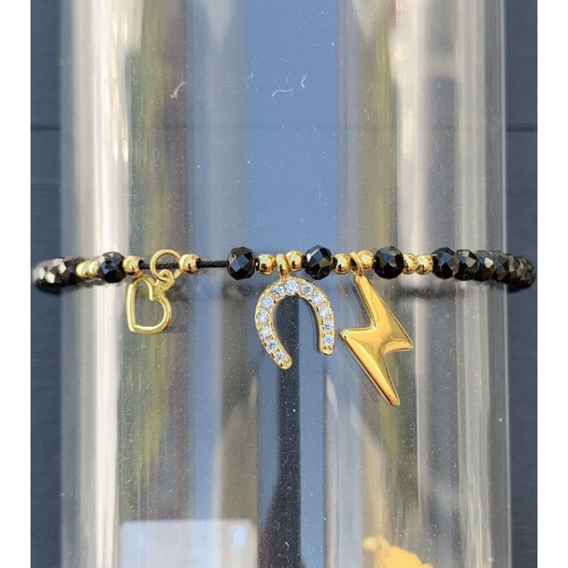Bracciale Pallini Neri con Charme Ferro di Cavallo Kurshuni - GrelaParfum 1 Bracciale Pallini Neri con Charme Ferro di Cavallo Kurshuni - GrelaParfum 1
