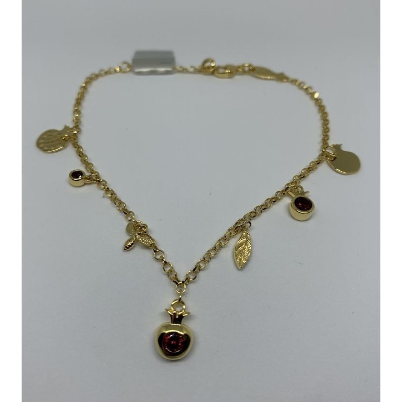Bracciale Catenella Oro con Charme Melograno Kurshuni - GrelaParfum 2
