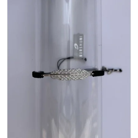 Bracciale Piuma Argento Filo Macramè Nero Kurshuni - GrelaParfum 2