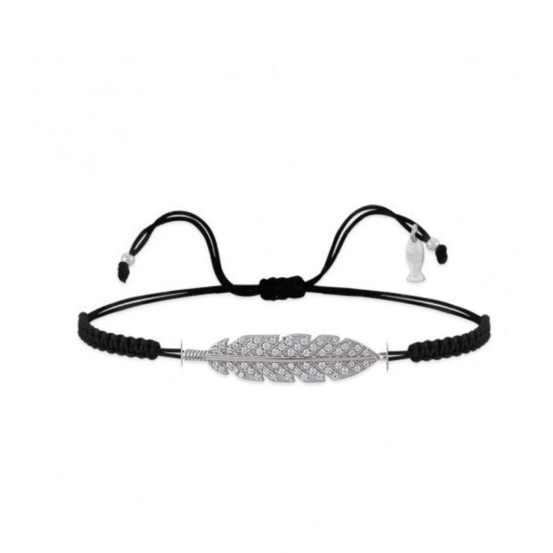 Bracciale Piuma Argento Filo Macramè Nero Kurshuni - GrelaParfum 1 Bracciale Piuma Argento Filo Macramè Nero Kurshuni - GrelaParfum 1
