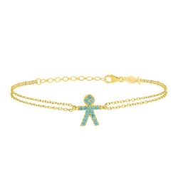 Bracciale Catenella Oro con Bimbo in Zirconi Azzurri
