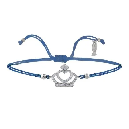 Bracciale Filo sottile Blu con Corona a Cuore