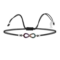 Bracciale Filo sottile Nero Con Infinito Multicolor
