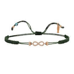 Bracciale Filo Macramè Verde Con Infinito Oro