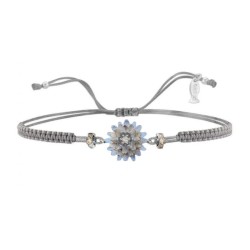 Bracciale Fiore Argento Filo Macramè Grigio