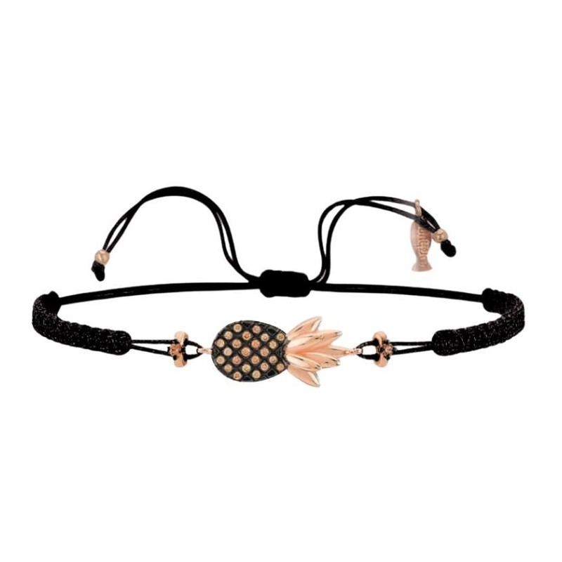 Bracciale Ananas Filo Macramè Nero