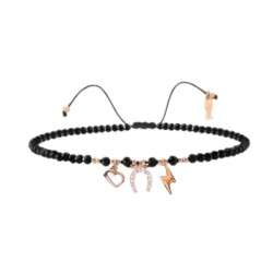 Bracciale Pallini Neri con Charme Ferro di Cavallo