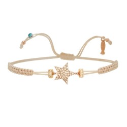 Bracciale Filo Macrame Beige con Stella Oro