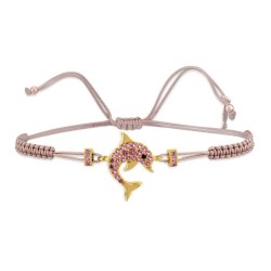 Bracciale Filo Macrame Rosa e Delfino