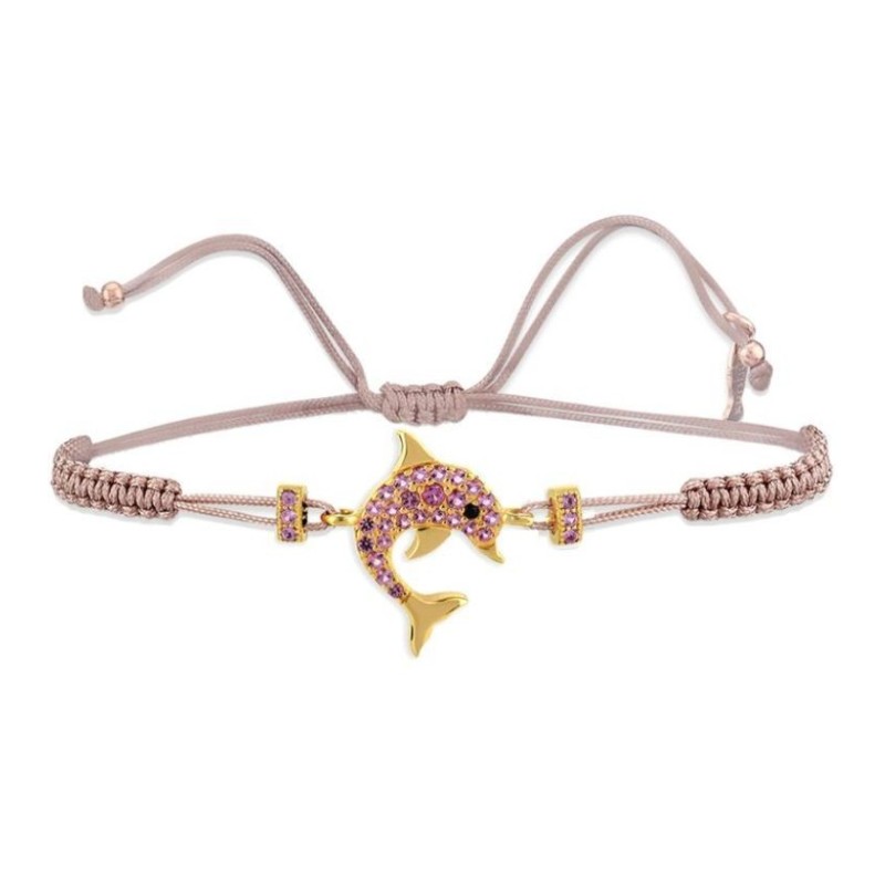 Bracciale Filo Macrame Rosa e Delfino